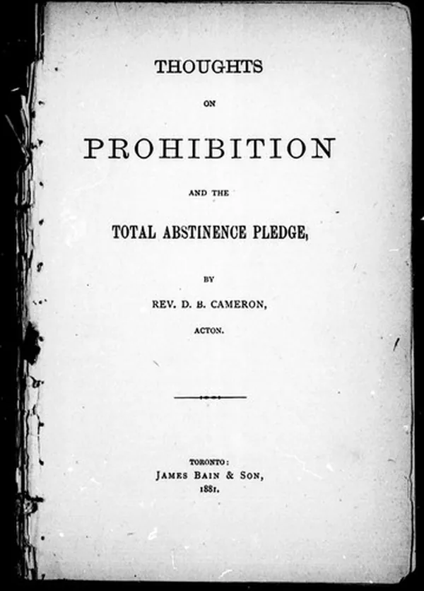 Cover of Thoughts on prohibition and the total abstinence pledge