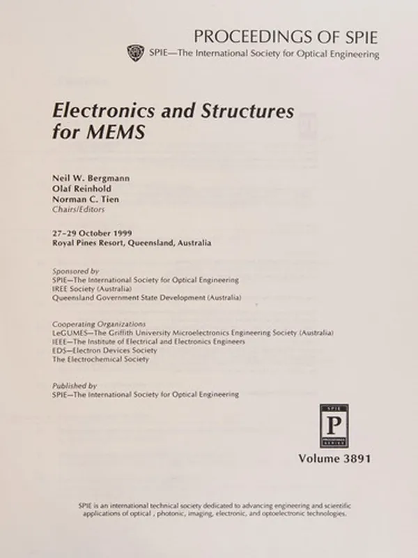 Cover of Electronics and Structures for MEMS 27-29 October 1999, Royal Pines Resort, Queensland, Australia