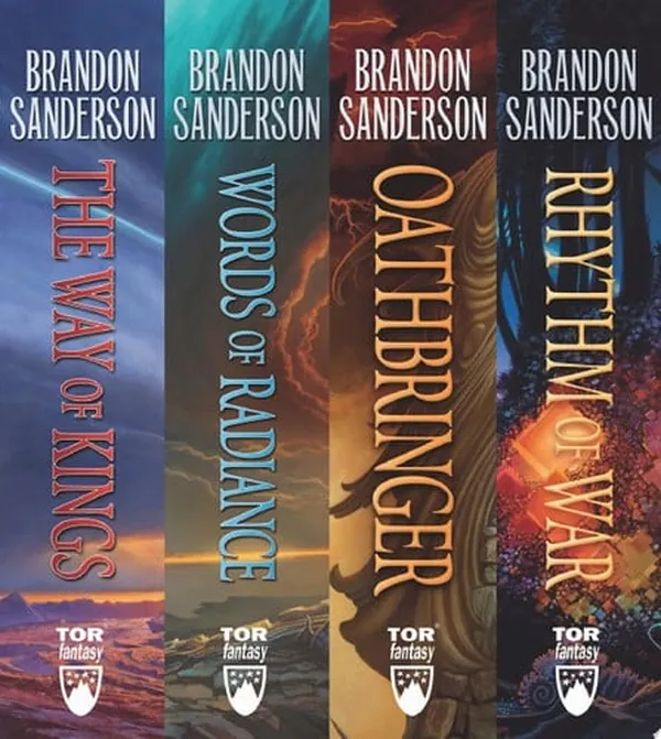 Cover of The Stormlight Archive, Books 1-4 The Way of Kings, Words of Radiance, Oathbringer, Rhythm of War