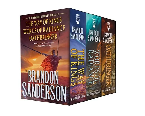 Cover of Stormlight Archive MM Boxed Set I, Books 1-3 The Way of Kings, Words of Radiance, Oathbringer