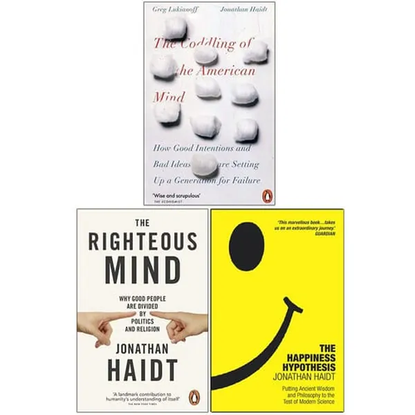 Cover of Jonathan Haidt Collection 3 Books Set (The Coddling of the American Mind, The Righteous Mind, The Happiness Hypothesis)