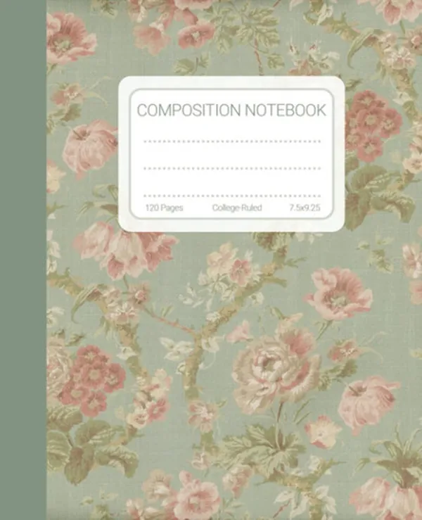 Cover of Composition Notebook: Beautiful Vintage Flowers - Pink Roses Notebook. Perfect Gift for Nature Lovers