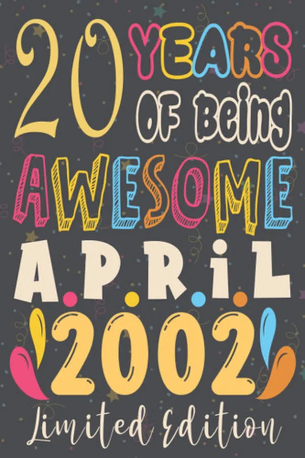 Cover of 20th birthday gifts for him : 20 Years Of Being Awesome, April 2002, Limited Edition :20th Birthday 20 Years Old Gift for Men, father, Women, Girls, ... for 20 year old, Funny Card Alternative 20