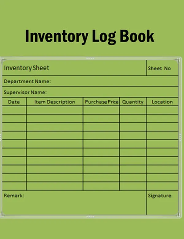 Cover of Inventory Log Book: for Tracker Small Business Size 8.5-11 inch 250 pages.