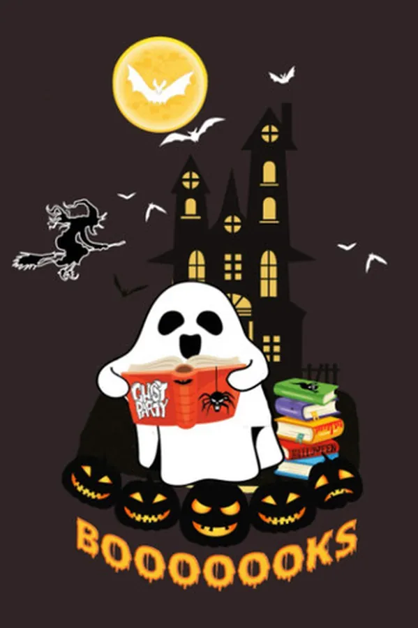 Cover of BOOOOOOKS - Youth Funny Halloween Ghost Reads Booooooks Boo Read Books Gift Halloween 2020 Is Boo - Sheet Shirt Gift - Lined NoteBook / Journal / 120 Blank Pages, 6x9 Inches