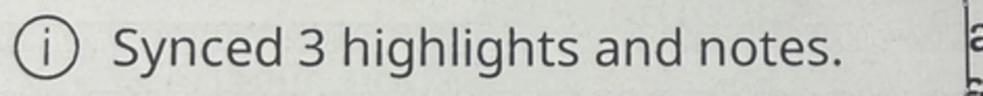 KOReader confirmation reading Synced 3 highlights and notes