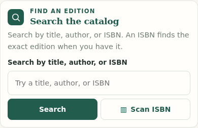 MyBibliotheca Add a book screen with the Scan ISBN button beside catalog search