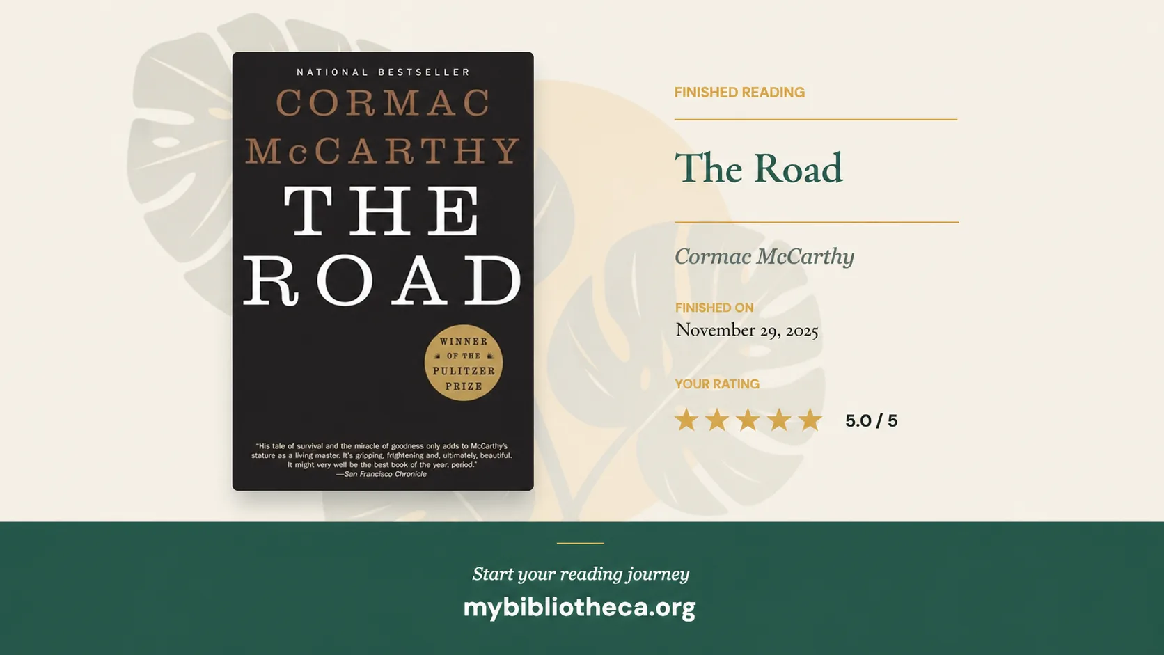 Branded book recap card with a cover and star rating