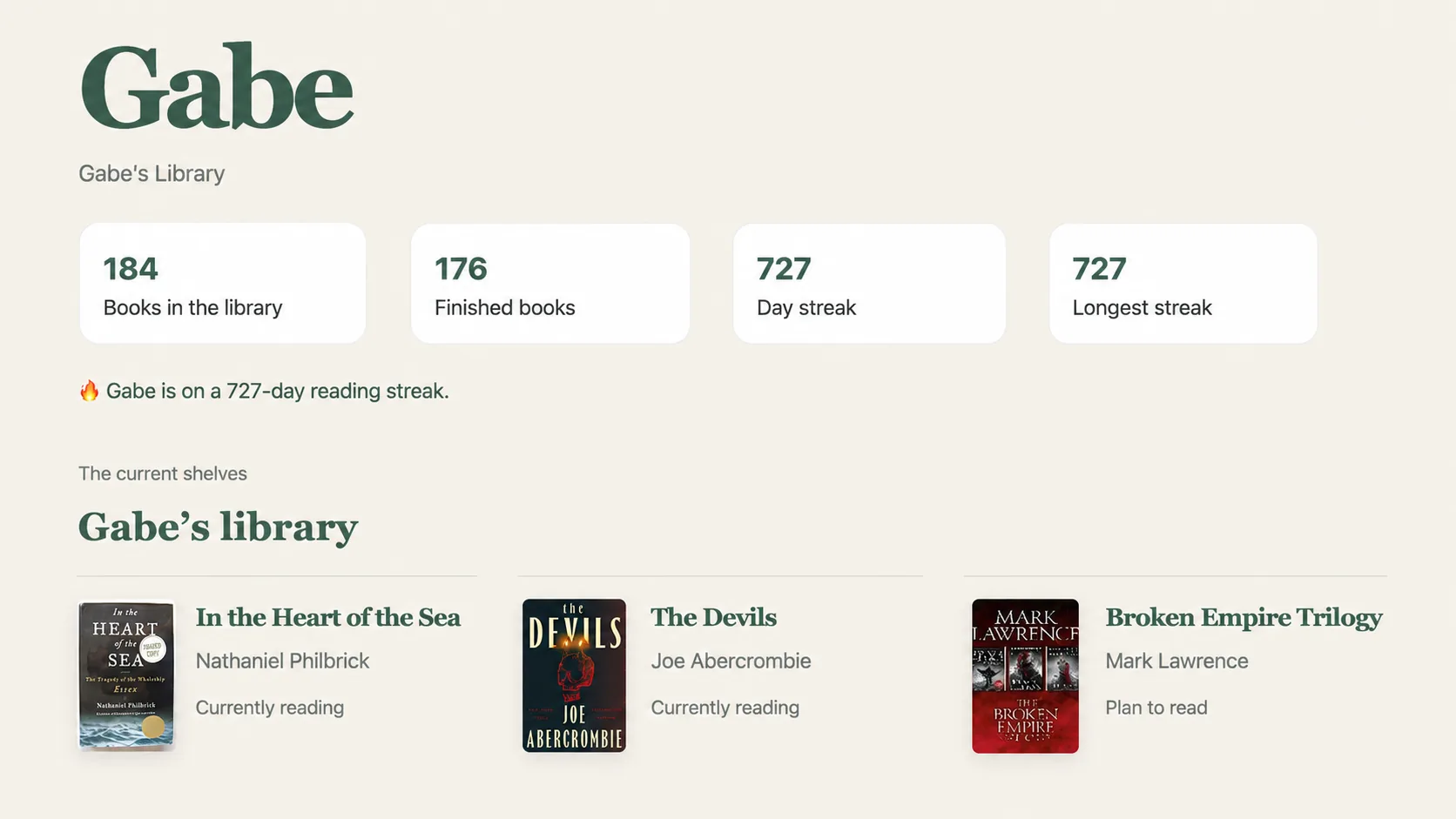 Public MyBibliotheca library page showing a shared book collection